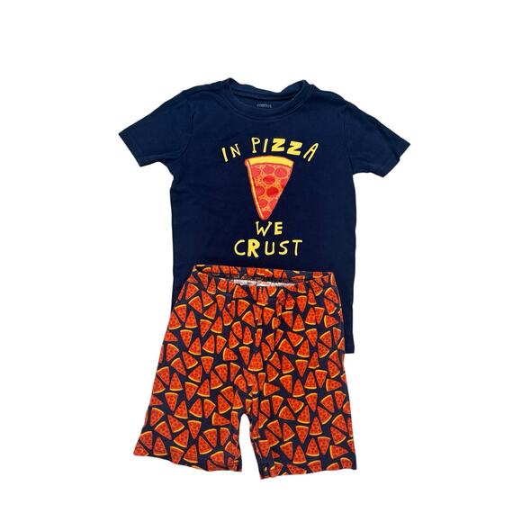 Gymboree Other - GYMBOREE In Pizza We Crust Short John Pajama Set Size 10 Kids Cotton Blue Red